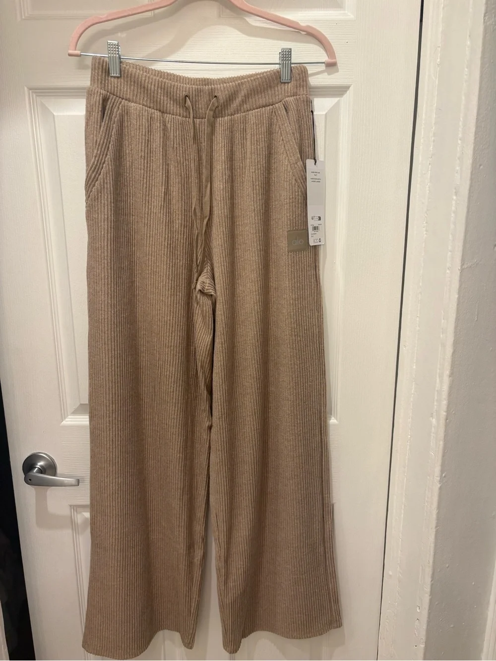 Alo Yoga Muse Wide Leg Pants Gravel Heather Ribbed Size Small NWT